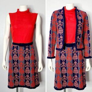 Vintage Novelty Print Set, 70s Howard Wolf, Dress and‎ Jacket Set, Tapestry Set